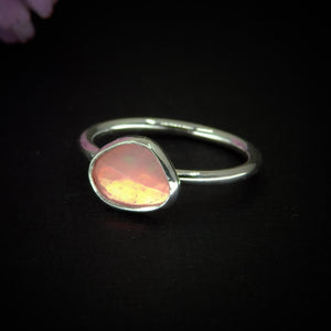 Rose Cut Pink Opal Ring - Size 5 1/4 - Sterling Silver