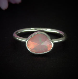 Rose Cut Pink Opal Ring - Size 5 1/4 - Sterling Silver