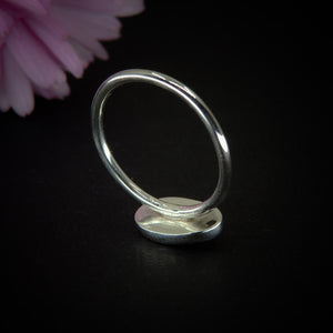 Rose Cut Peach-Pink Opal Ring - Size 7 1/4 - Sterling Silver