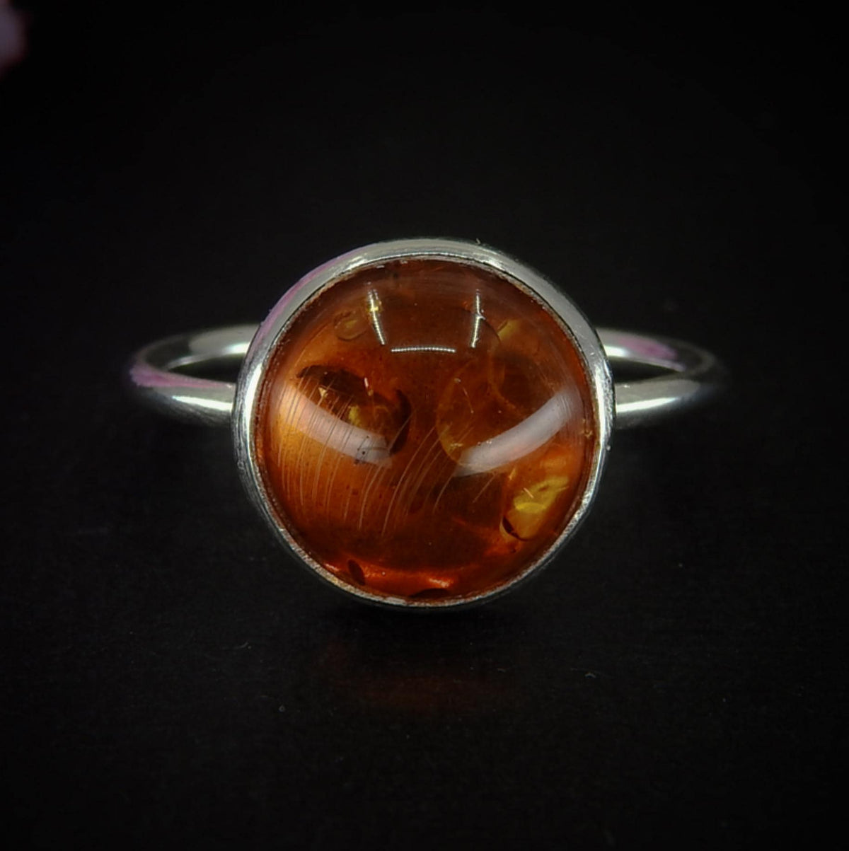Baltic Amber Ring - Size 7 3/4 - Sterling Silver