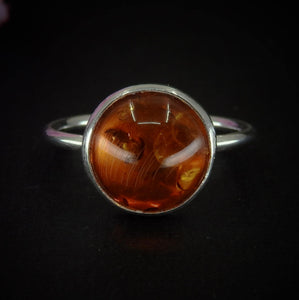 Baltic Amber Ring - Size 7 3/4 - Sterling Silver