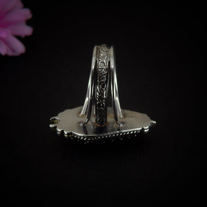 Black Onyx Coffin Ring - Size 11 1/4 to 11 1/2 - Sterling Silver - Halloween Jewellery - Onyx Crescent Moon, Witch Gothic Star OOAK Handmade