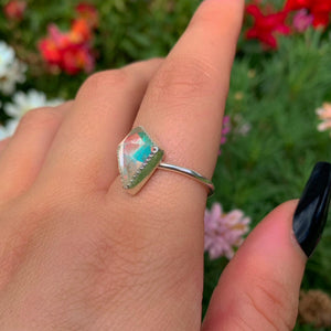 Angel Aura Quartz Ring - Size 9 - Sterling Silver - Kite Cut Angel Aura Quartz Jewellery