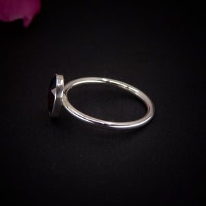 Rose Cut Rhodolite Garnet Ring - Size 6 - Sterling Silver - Faceted Pink Garnet Jewelry
