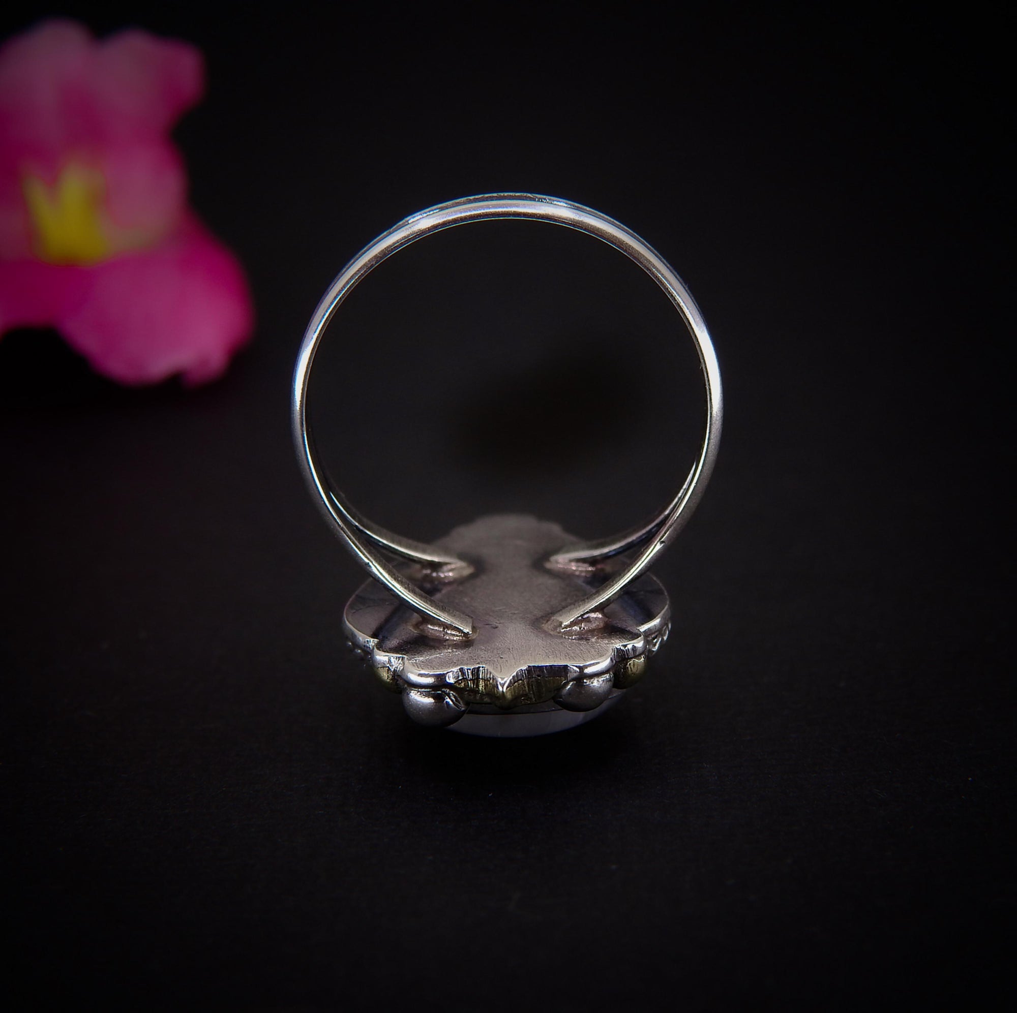 Moonstone Ring - Size 11 to 11 1/4 - Sterling Silver - Rainbow Moonstone Star Jewelry