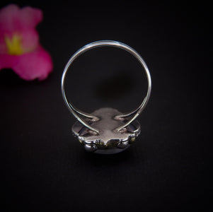 Moonstone Ring - Size 11 to 11 1/4 - Sterling Silver - Rainbow Moonstone Star Jewelry