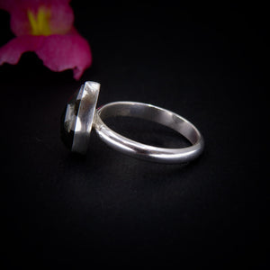 Rose Cut Labradorite Ring - Size 9 3/4 - Sterling Silver - Teardrop Blue Labradorite Jewellery