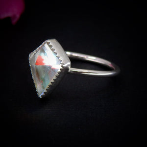 Angel Aura Quartz Ring - Size 9 - Sterling Silver - Kite Cut Angel Aura Quartz Jewellery