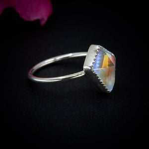 Angel Aura Quartz Ring - Size 9 - Sterling Silver - Kite Cut Angel Aura Quartz Jewellery