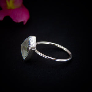 Angel Aura Quartz Ring - Size 9 - Sterling Silver - Kite Cut Angel Aura Quartz Jewellery