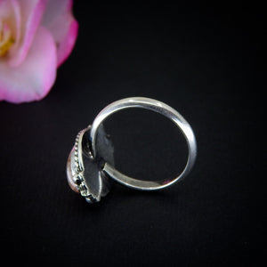 Sunstone Ring - Size 11 1/4 - Sterling Silver - Marquise Sunstone Jewelry - Confetti Sunstone Jewelry - Crescent Moon & Star Celestial Ring
