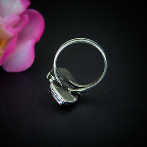 Sunstone & Moonstone Ring - Size 5 1/2 to 5 3/4 - Sterling Silver - Crescent Moon and Sun Jewelry - Confetti Sunstone, Multi Stone Celestial