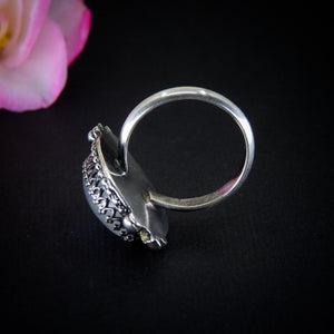 Moonstone Ring - Size 10 - Sterling Silver - Celestial Rainbiw Moonstone Jewelry - Moon & Star Jewellery - Large Blue Moonstone Statement