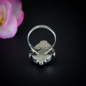 Sunstone & Moonstone Ring - Size 7 1/4 to 7 1/2 - Sterling Silver - Crescent Moon and Star Jewelry - Multi Stone Celestial Sunstone Ring