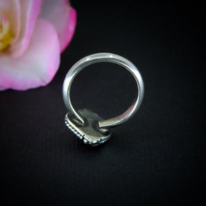 Sunstone Ring - Size 5 - Sterling Silver - Dainty Sunstone Jewelry - Confetti Sunstone Jewellery - Teardrop Orange Gemstone Thick Ring Band