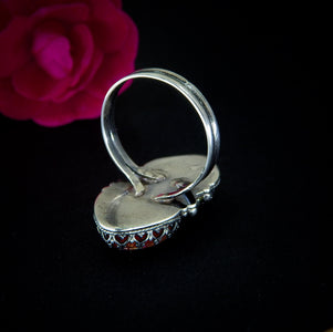 Sunstone & Moonstone Ring - Size 11 1/4 to 11 1/2 - Sterling Silver - Crescent Moon and Sun Celestial Jewelry, Confetti Sunstone Multi Stone