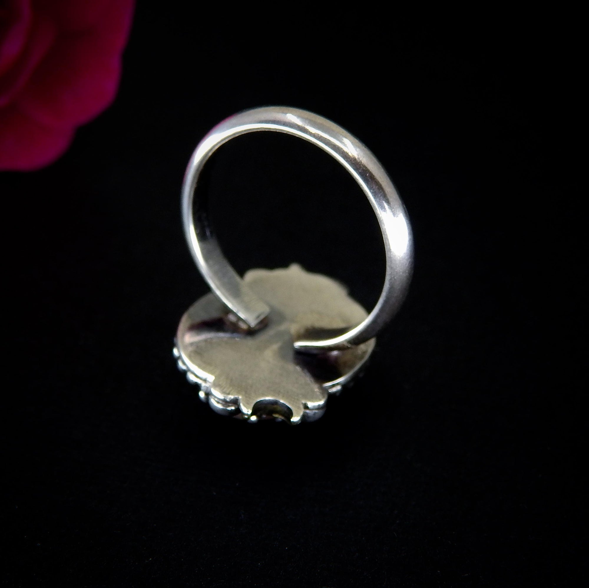 Sunstone Ring - Size 8 - Sterling Silver - Confetti Sunstone Jewelry - Crescent Moon & Star Celestial Ring - Sun and Moon Magic