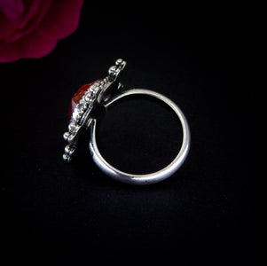 Sunstone Ring - Size 6 1/2 - Sterling Silver - Sunstone Sun Jewelry - Confetti Rose Cut Sunstone - Faceted Round Orange Gemstone Sun OOAK