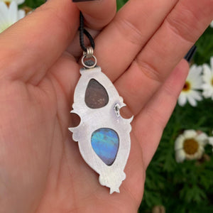 Sunstone & Moonstone Pendant - Sterling Silver - Crescent Moon, Sun and Star Jewelry - Confetti Sunstone - Multi Stone Celestial Necklace