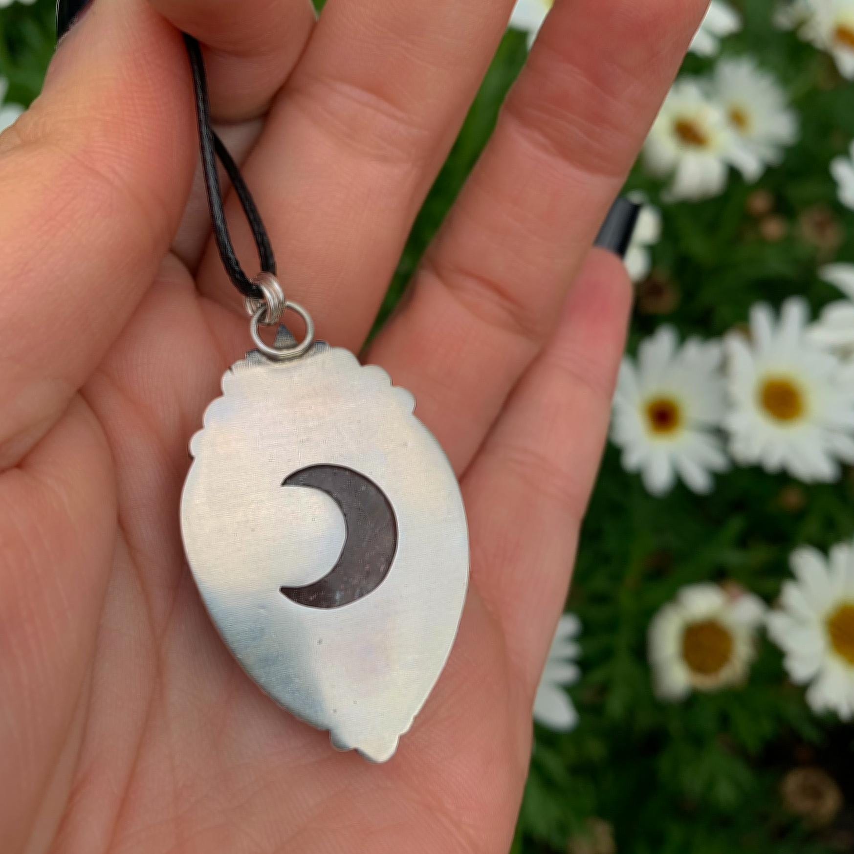 Sunstone Pendant - Sterling Silver - Confetti Sunstone Necklace - Crescent Moon, Sun and Star Jewelry - Teardrop Sunstone Celestial Necklace