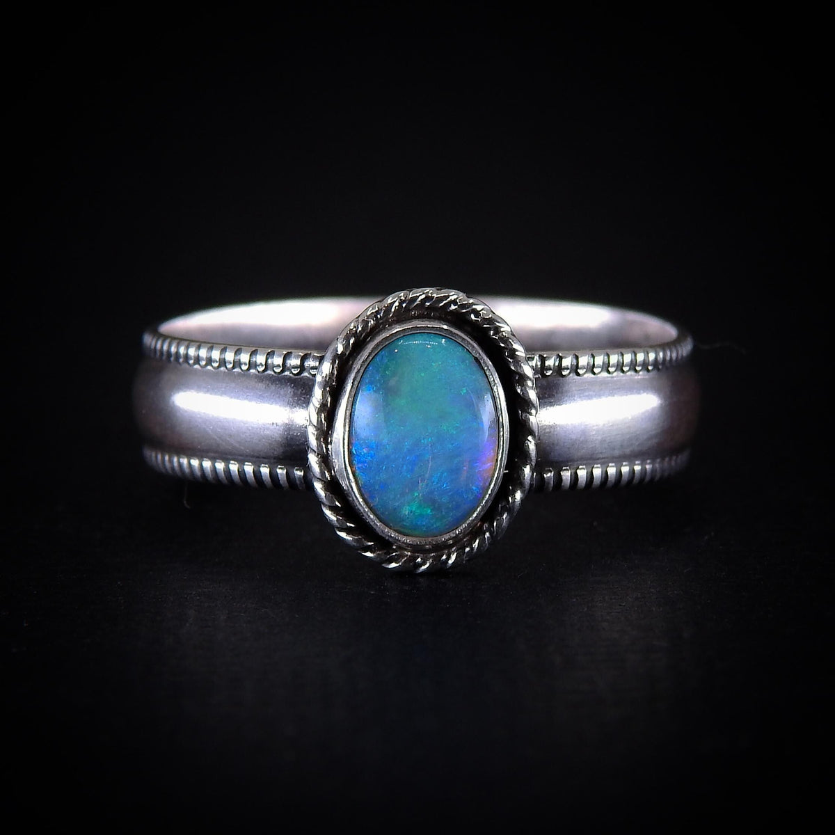 Australian Crystal Opal Ring - Size 11 - Sterling Silver