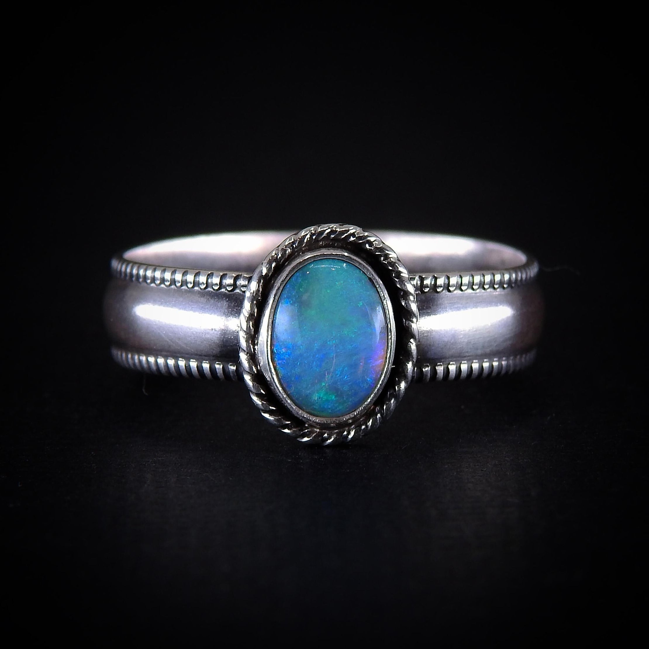 Australian Crystal Opal Ring - Size 11 - Sterling Silver