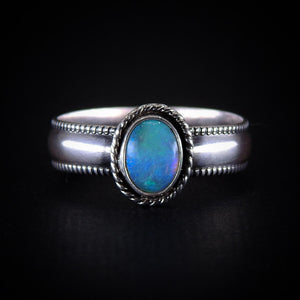 Australian Crystal Opal Ring - Size 11 - Sterling Silver
