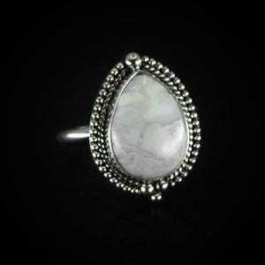 White Howlite Ring - Size 12 1/4 - Sterling Silver