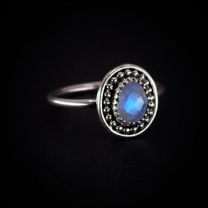 Rose Cut Moonstone Ring - Size 7 - Sterling Silver