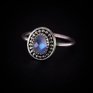 Rose Cut Moonstone Ring - Size 7 - Sterling Silver