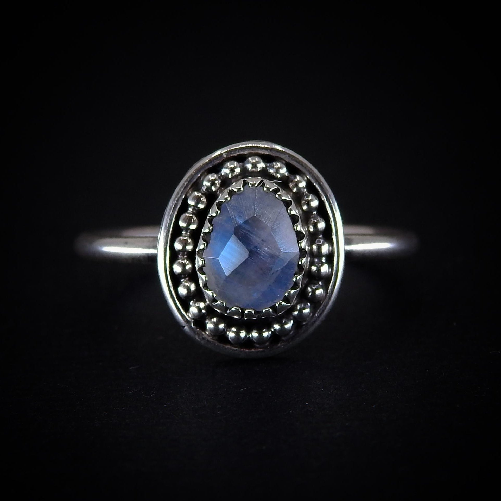 Rose Cut Moonstone Ring - Size 7 - Sterling Silver