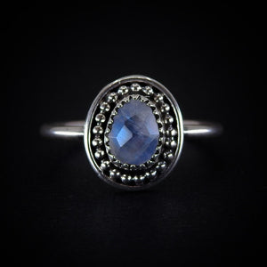 Rose Cut Moonstone Ring - Size 7 - Sterling Silver