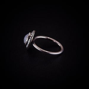 Rose Cut Moonstone Ring - Size 6 - Sterling Silver