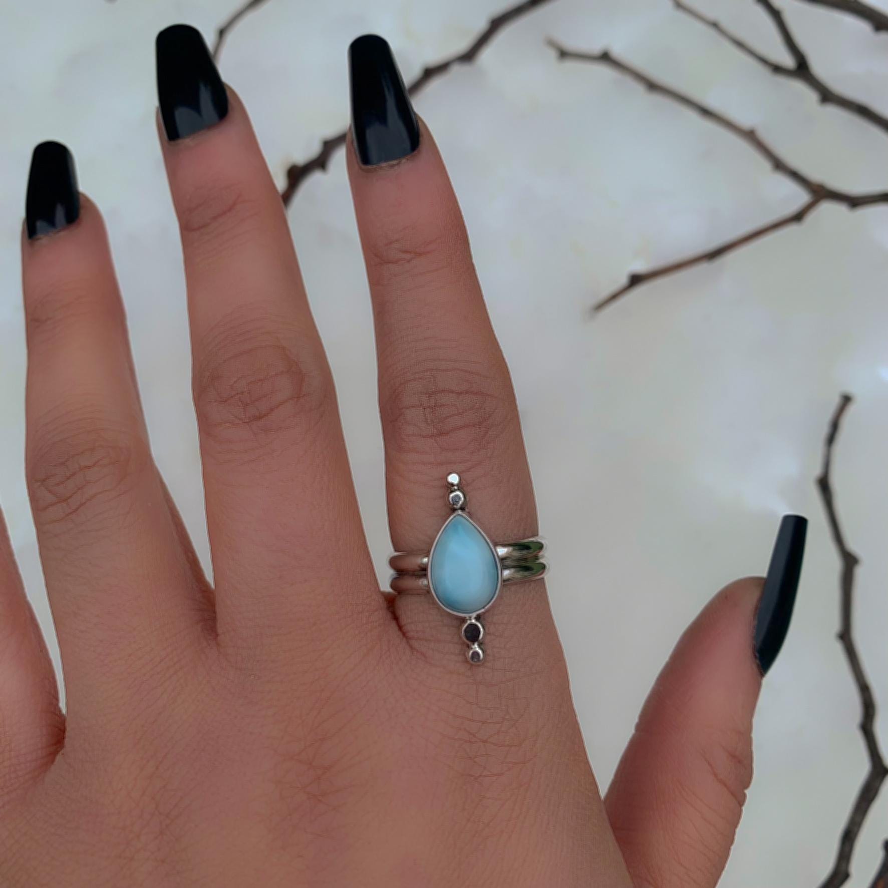 Larimar Ring - Size 9 to 9/4 - Sterling Silver