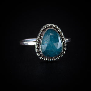 Rose Cut Aquamarine Ring - Size 12 - Sterling Silver
