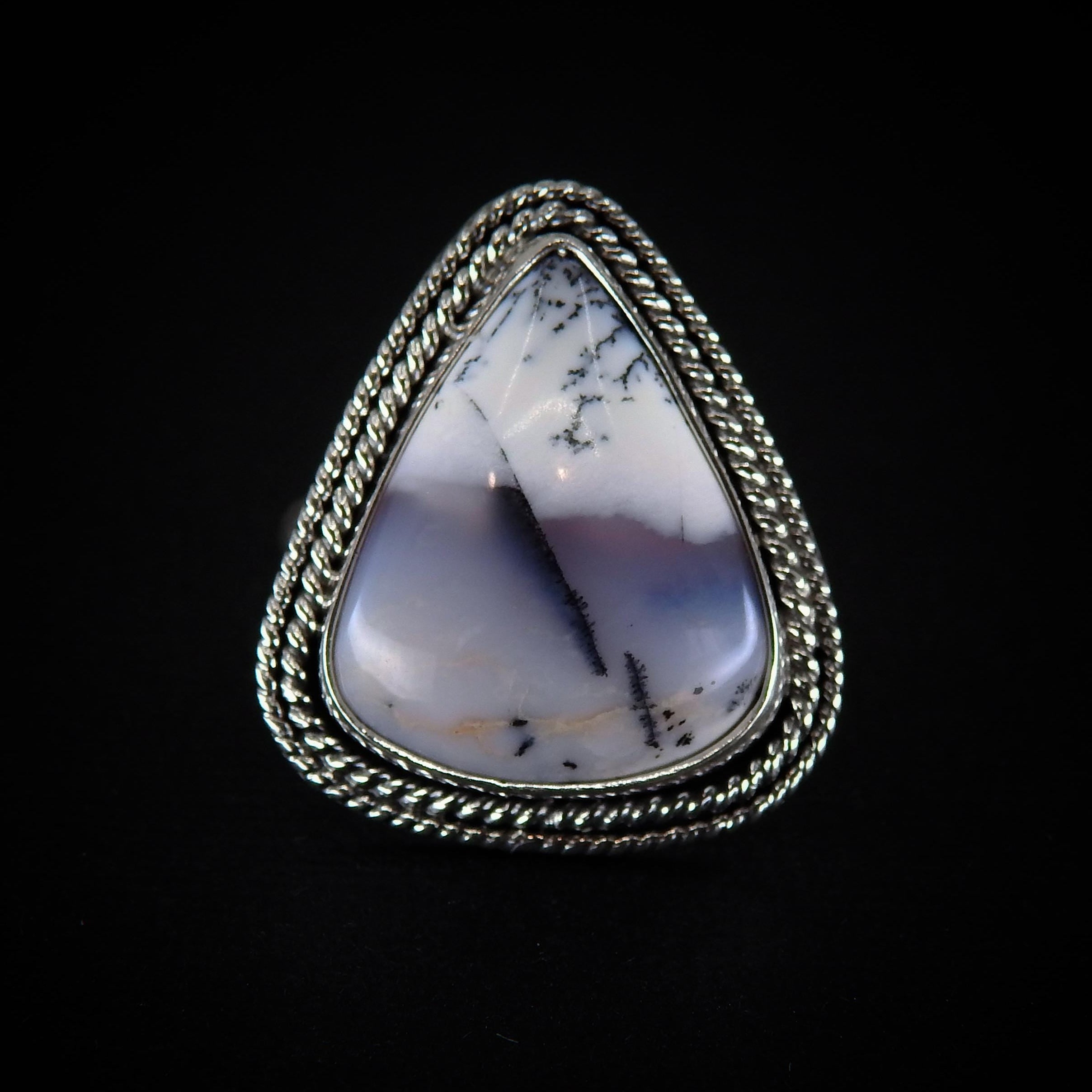 Dendritic Opal Ring - Size 9 - Sterling Silver