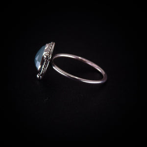 Rose Cut Aquamarine Ring - Size 10 - Sterling Silver
