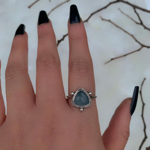 Rose Cut Aquamarine Ring - Size 10 - Sterling Silver
