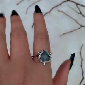 Rose Cut Aquamarine Ring - Size 10 - Sterling Silver