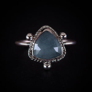 Rose Cut Aquamarine Ring - Size 10 - Sterling Silver