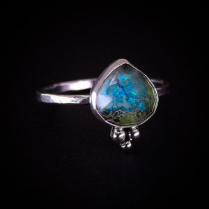 Rose Cut Quartz & Monarch Opal Ring - Size 9 3/4 - Sterling Silver