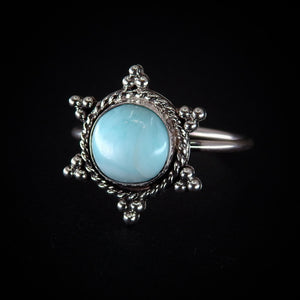 Larimar Snowflake Ring - Size 10 1/2 - Sterling Silver