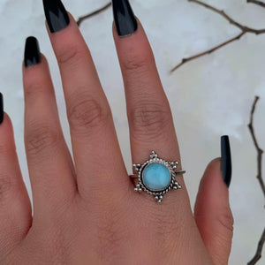 Larimar Snowflake Ring - Size 10 1/2 - Sterling Silver