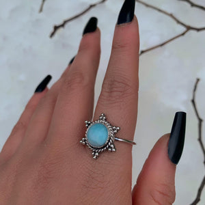 Larimar Snowflake Ring - Size 10 1/2 - Sterling Silver