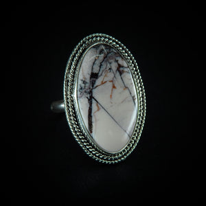Porcelain Jasper Ring - Size 10 1/4 - Sterling Silver