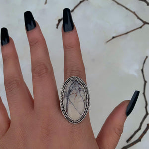 Porcelain Jasper Ring - Size 10 1/4 - Sterling Silver