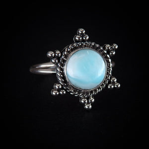 Larimar Snowflake Ring - Size 8 1/2 - Sterling Silver