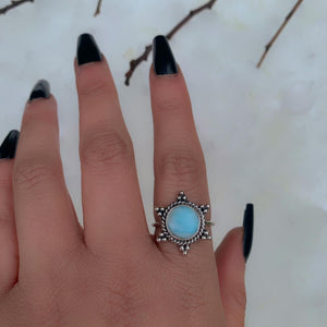 Larimar Snowflake Ring - Size 8 1/2 - Sterling Silver