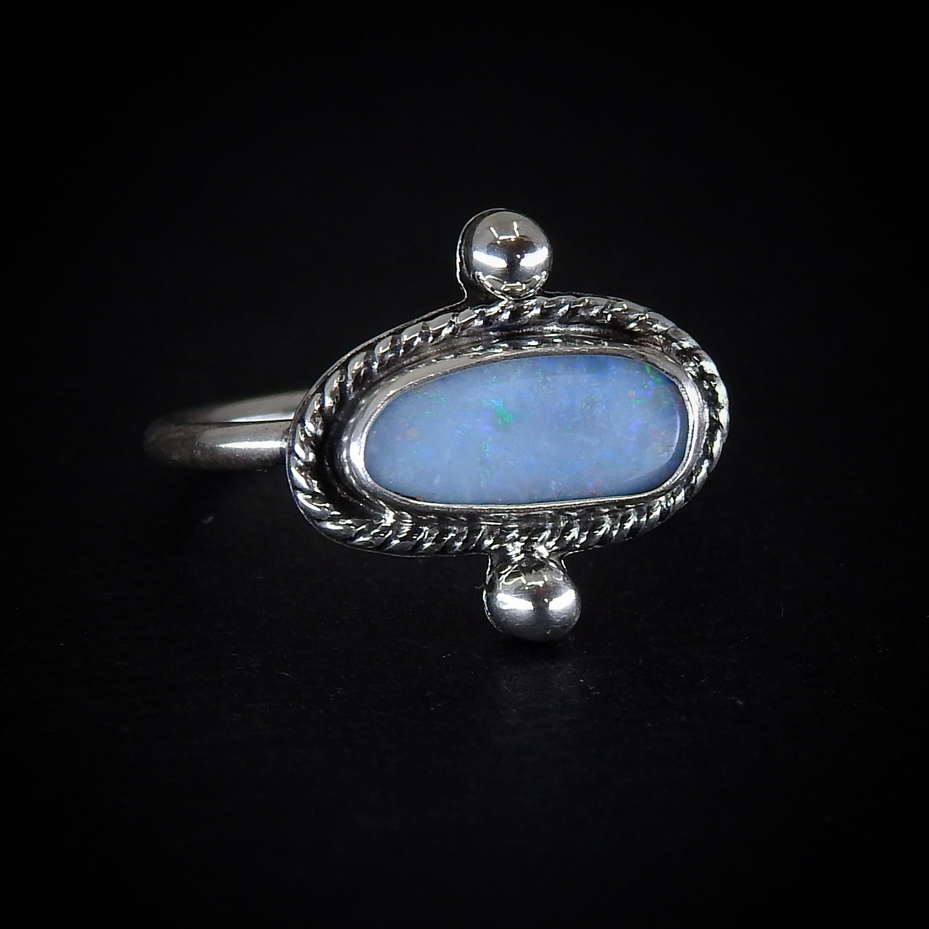 Australian Opal Ring - Size 5 - Sterling Silver