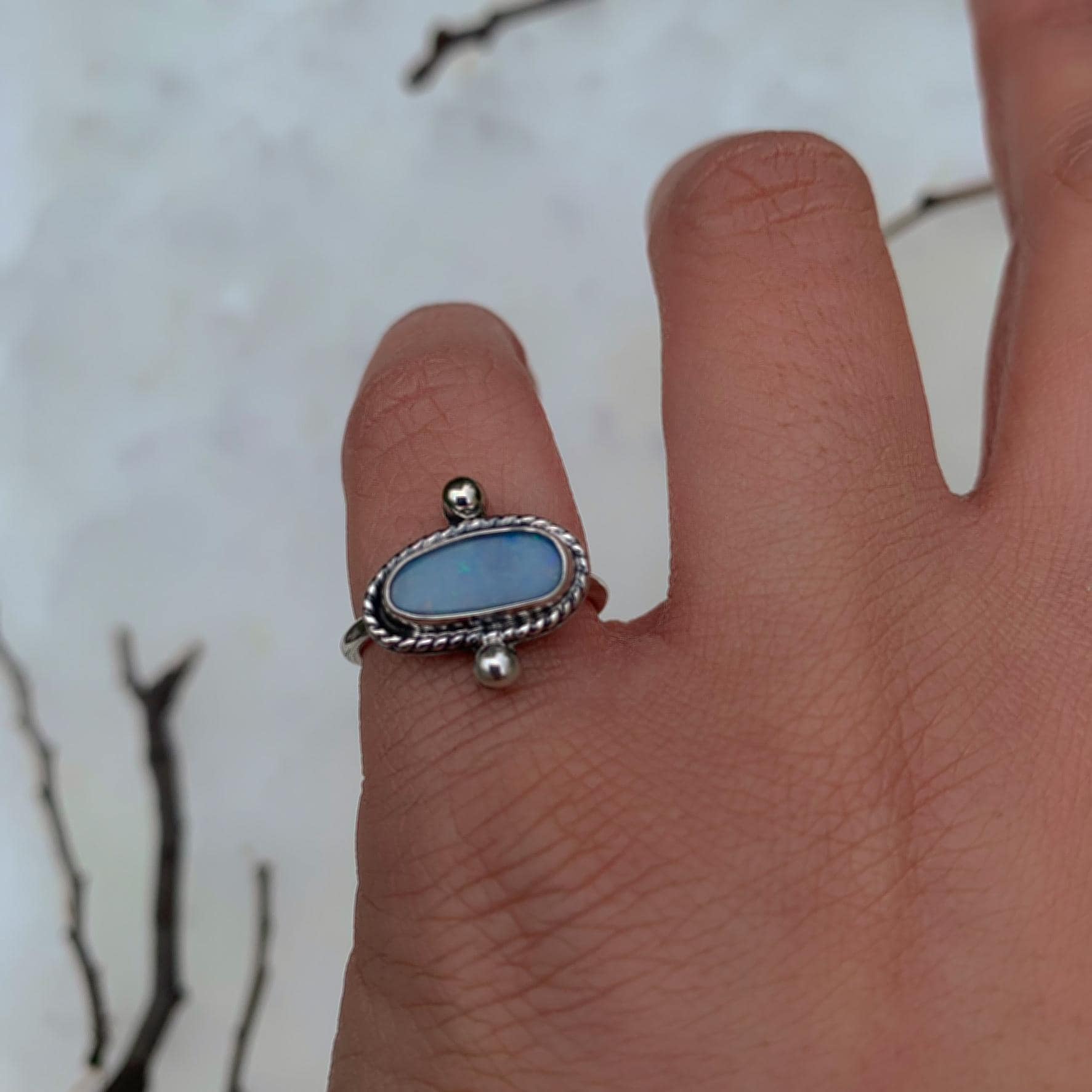 Australian Opal Ring - Size 5 - Sterling Silver